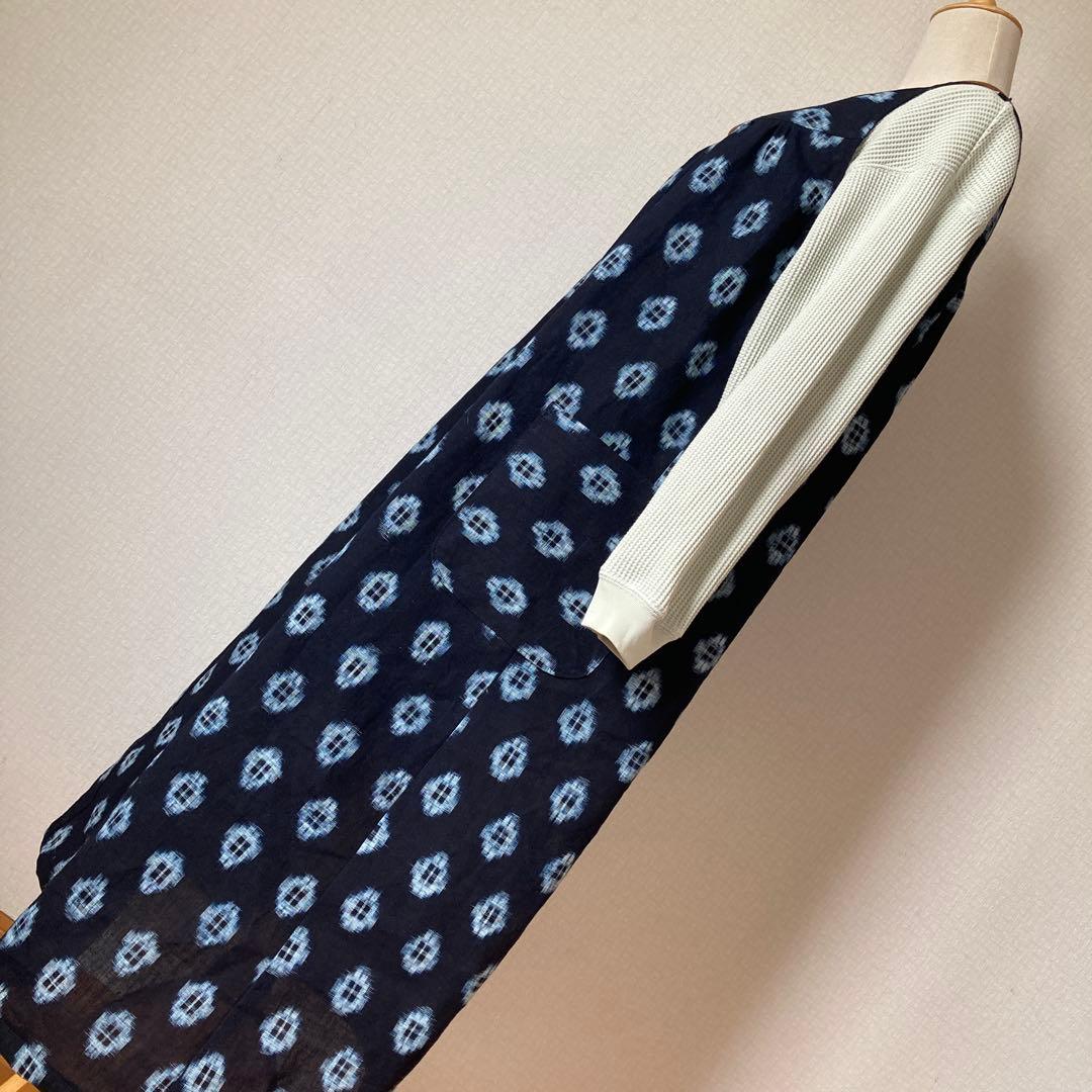 着物リメイクワンピース1785　伊予絣反物　ゆったりワンピース ロング丈