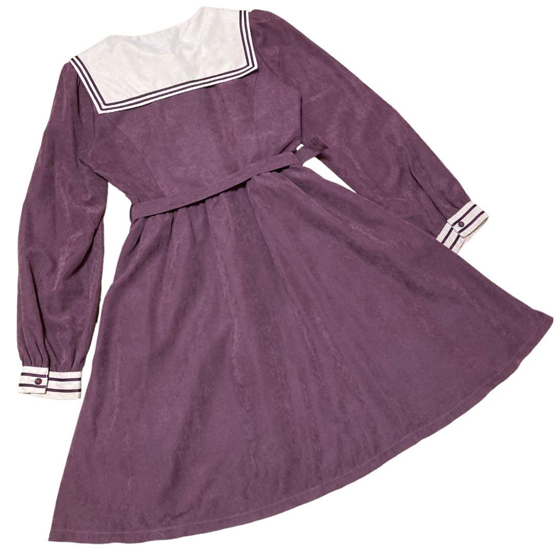 ダブルライン長袖セーラーワンピース/フィント/ガーリー/ロリィタ/アンクルージュ