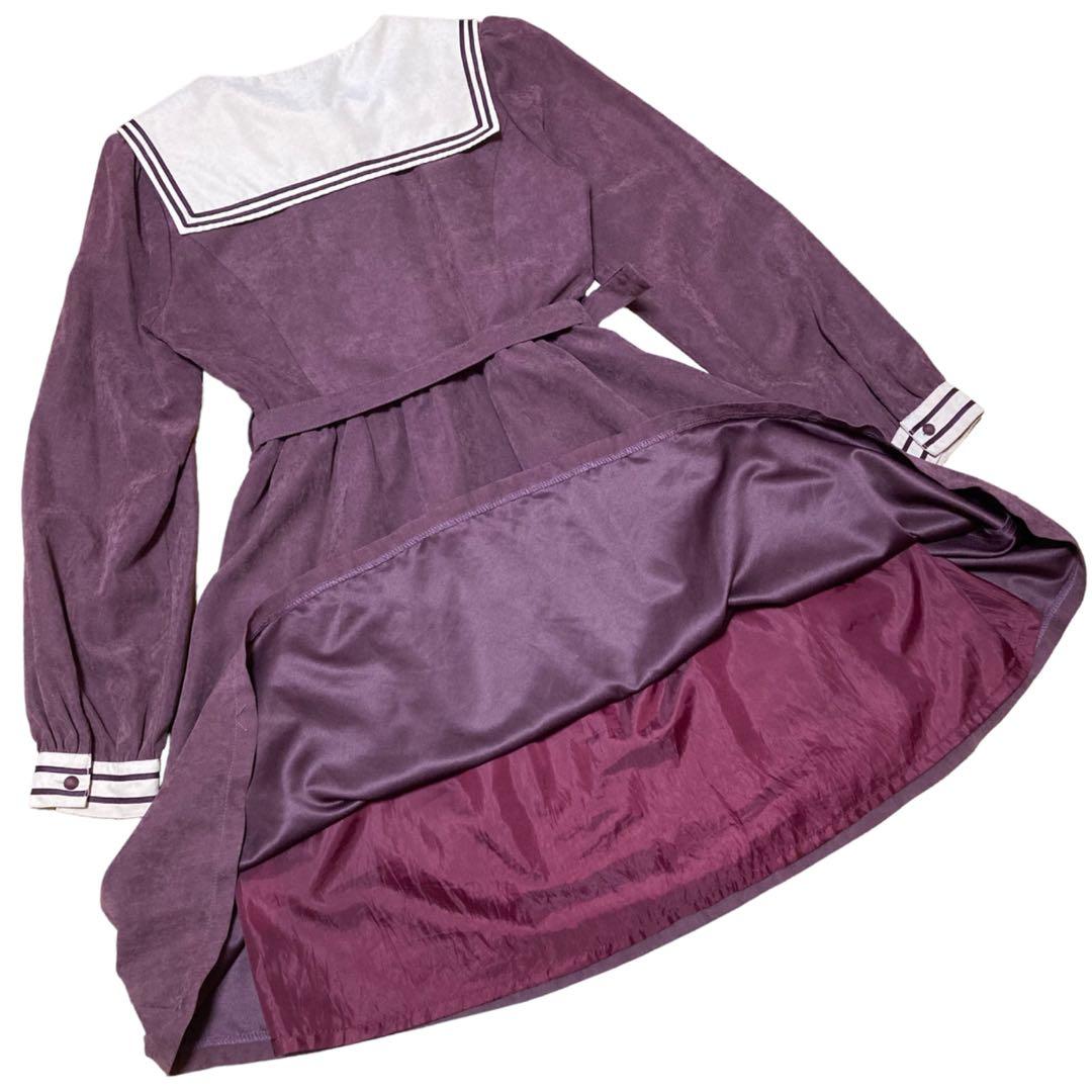 ダブルライン長袖セーラーワンピース/フィント/ガーリー/ロリィタ/アンクルージュ