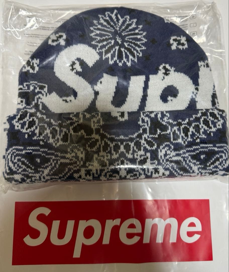 帽子 Supreme Bandana Big Logo Beanie \"Blue\"