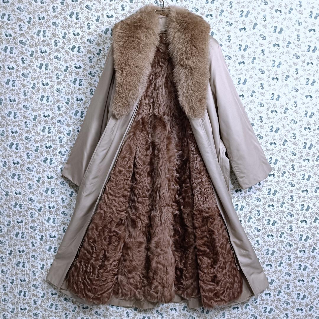 ファーコート☆女優襟　おそらくフォックスファー　絹　ライナー　ラムファー　13