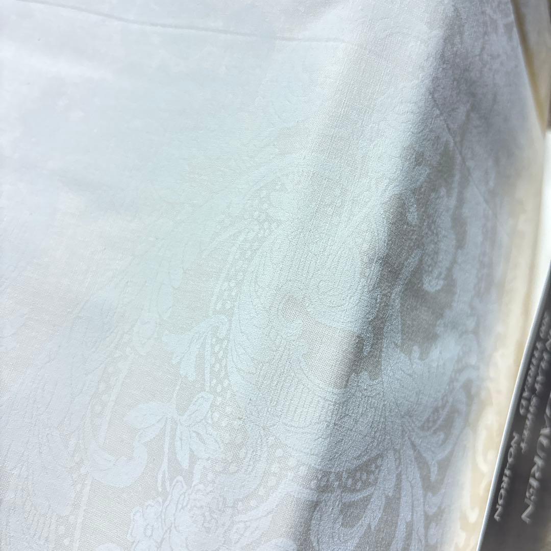 未使用 ラルフローレン フラットシーツ ツイン ベージュ 総柄 USA製