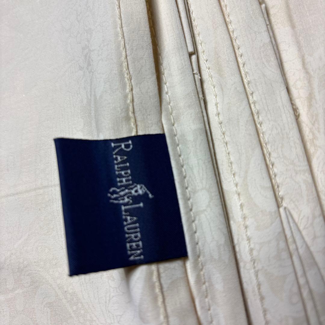 未使用 ラルフローレン フラットシーツ ツイン ベージュ 総柄 USA製