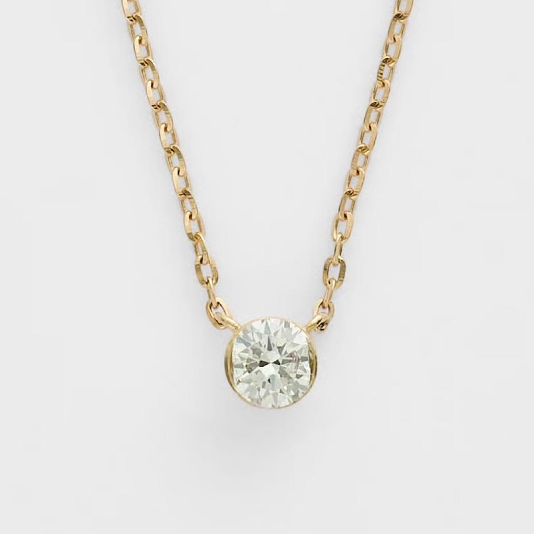 agete アガット K18 ダイヤモンド ネックレス 0.1ct シークレット