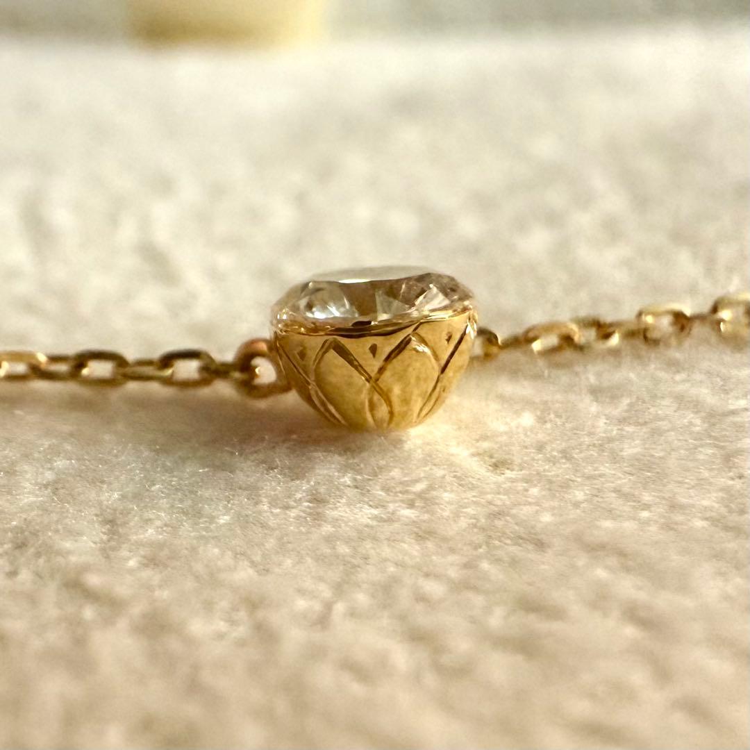 agete アガット K18 ダイヤモンド ネックレス 0.1ct シークレット