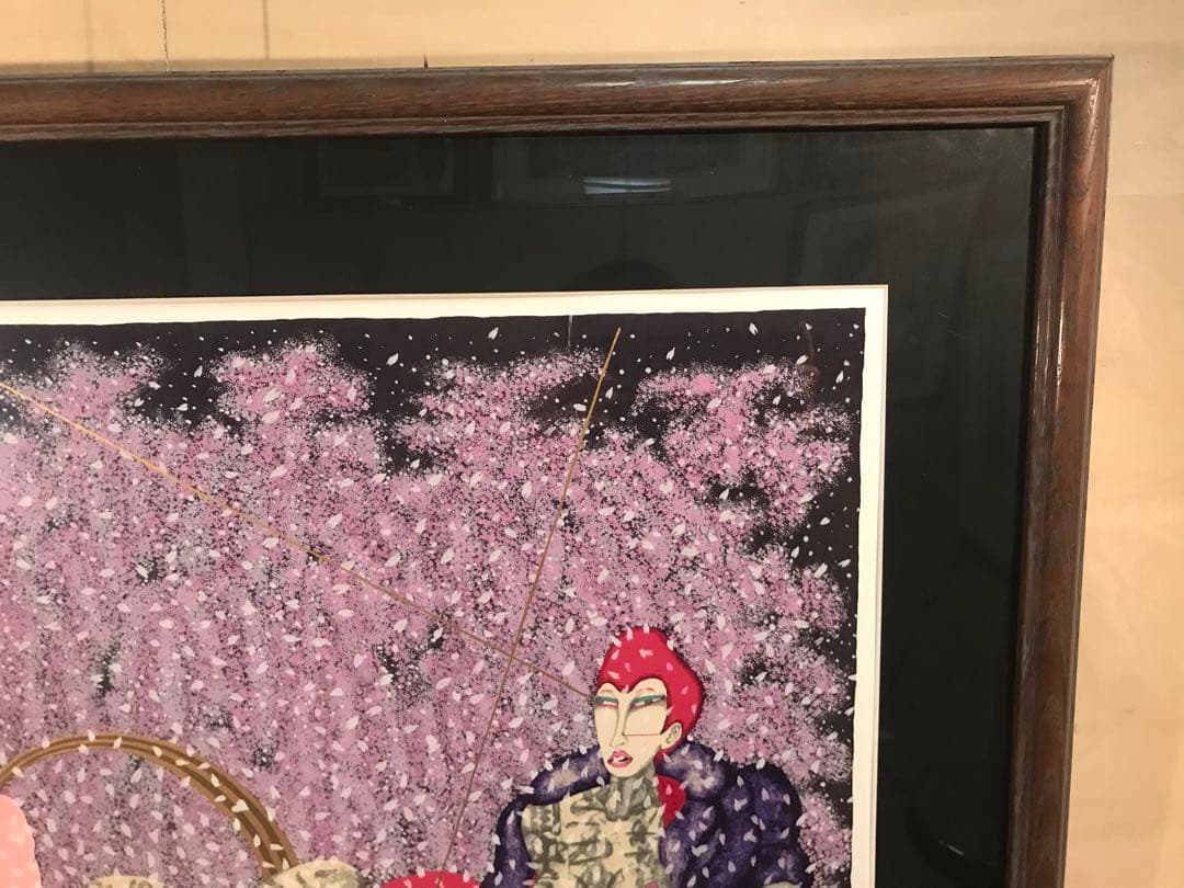 平賀敬　「桜花金虹」　リトグラフ　直筆サイン・落款・エディション有り