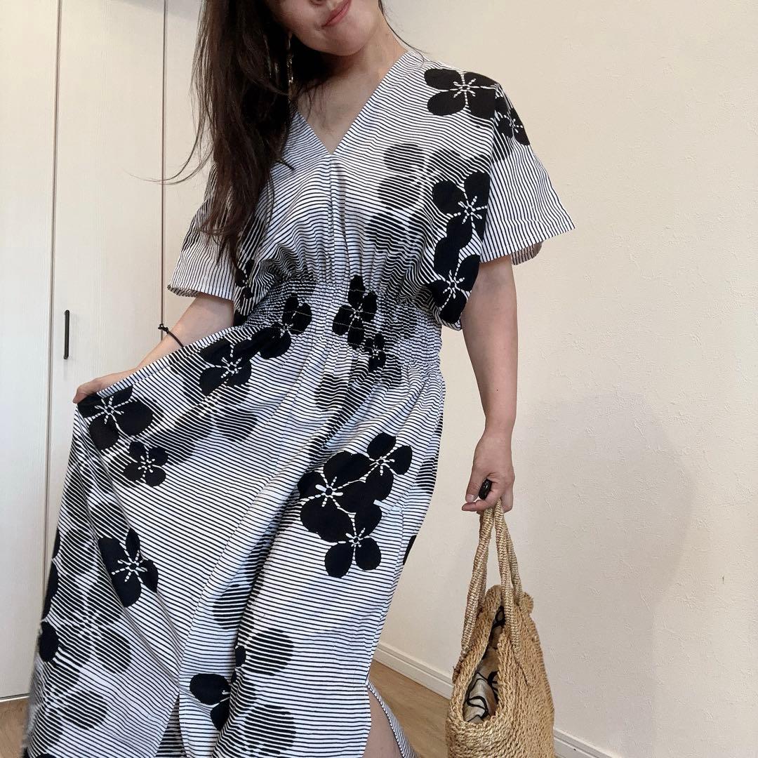 本染浴衣　リメイク　ワンピ ハンドメイド　ロング　単色　白　黒　　コーマ地