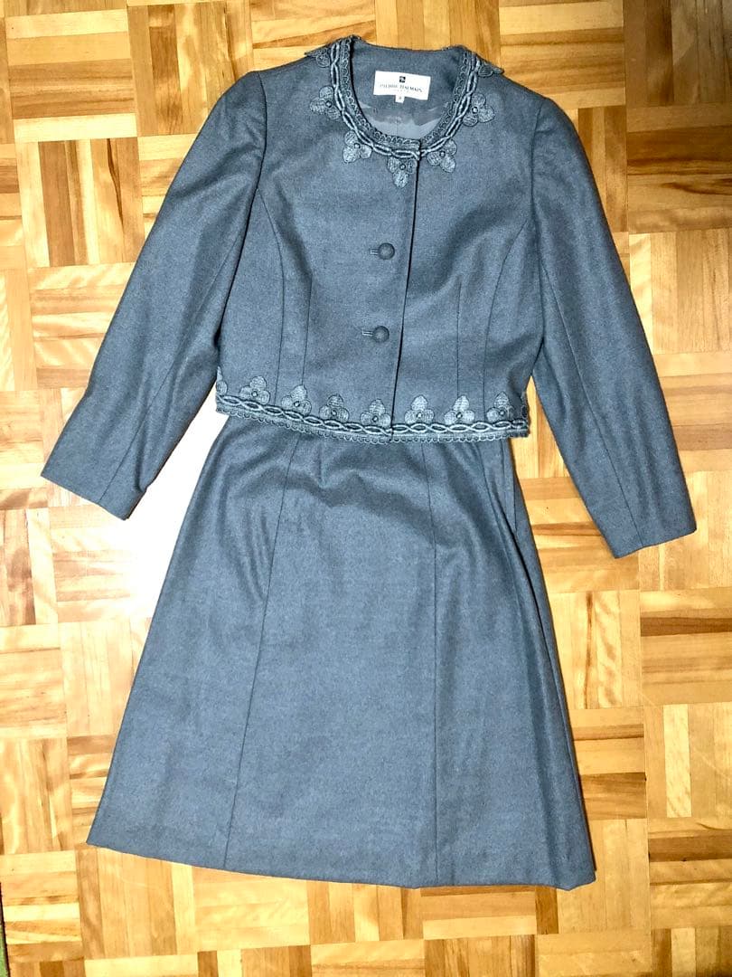 PIERRE BALMAIN レース付き フォーマル スーツ 毛100% 美品