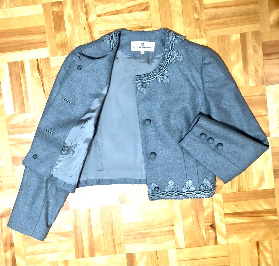 PIERRE BALMAIN レース付き フォーマル スーツ 毛100% 美品