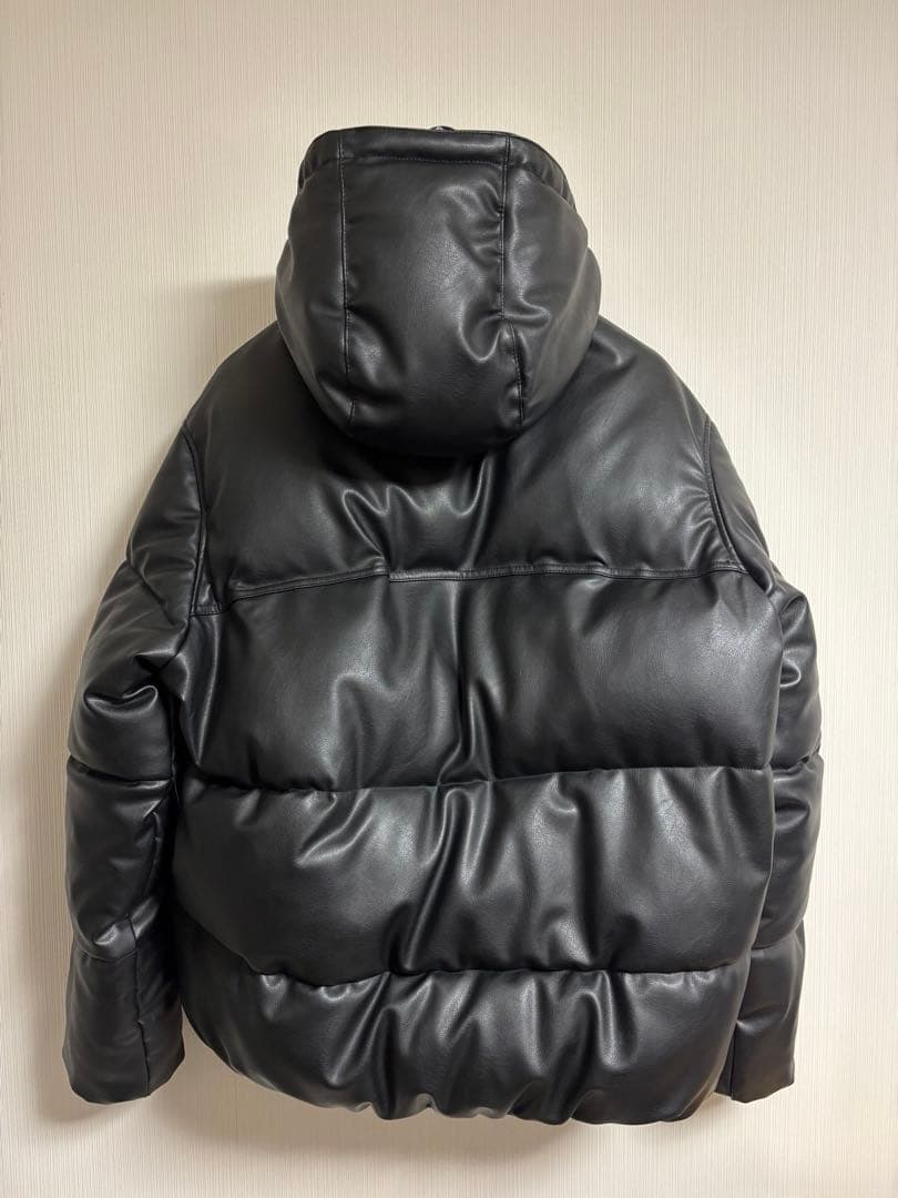 ZARA ザラ レザーダウンジャケット ブラック XL