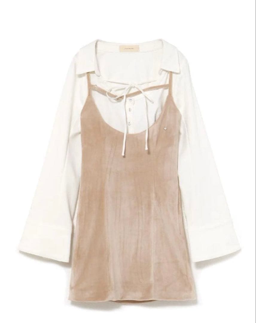 Betty velour mini dress beige 新品タグ付き