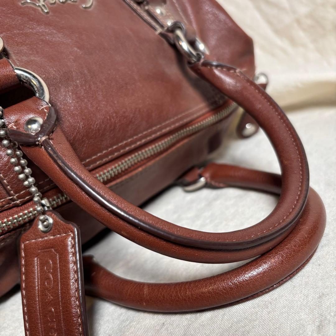 COACHコーチ✨レザー ハンドバッグ ブラウン茶 サイドフック形状変化　y2k
