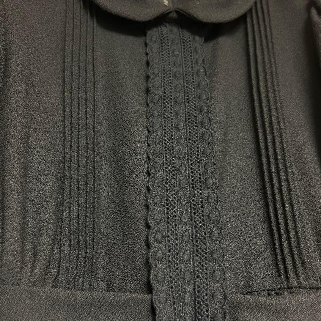 (極美品)シーバイクロエ　ピンタックワンピース　パフスリーブ　ベルト付き　丸襟