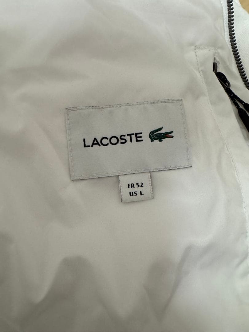 Lacoste ホワイト ダウンベスト フード付き　L