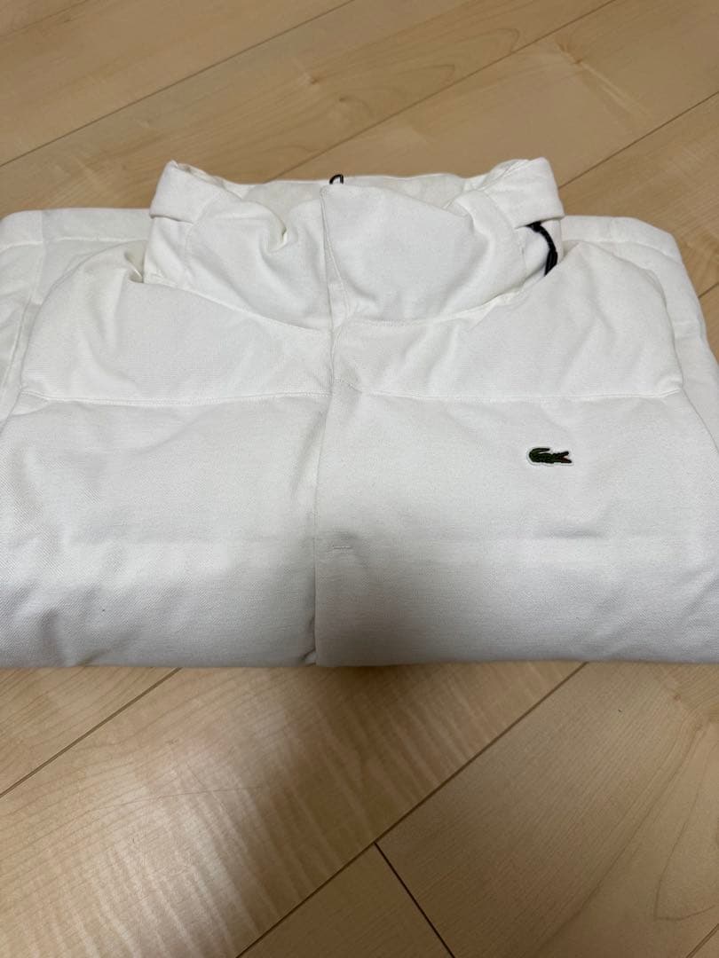 Lacoste ホワイト ダウンベスト フード付き　L