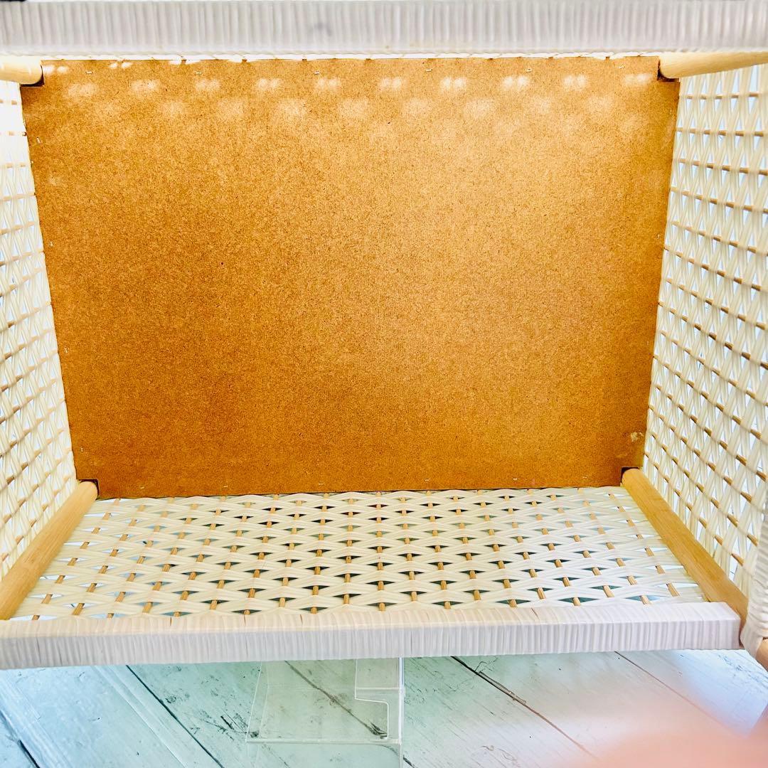 ミッフィー　ピンク　籐ラタン　大型 蓋付 バスケット3段　昭和レトロ　レア　希少