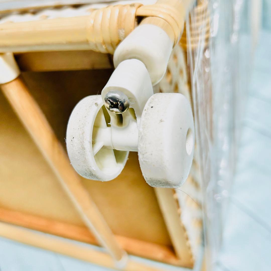 ミッフィー　ピンク　籐ラタン　大型 蓋付 バスケット3段　昭和レトロ　レア　希少