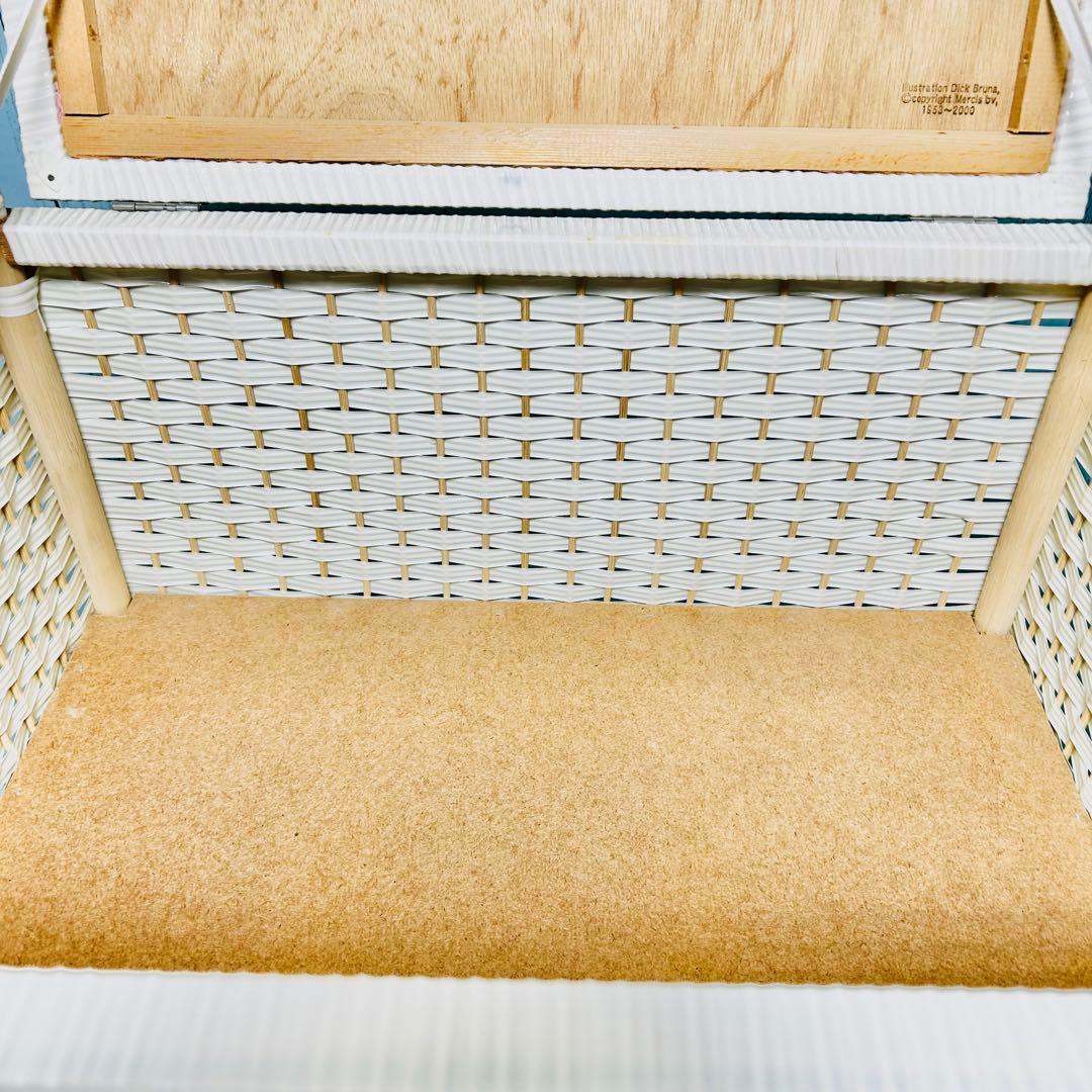 ミッフィー　ピンク　籐ラタン　大型 蓋付 バスケット3段　昭和レトロ　レア　希少