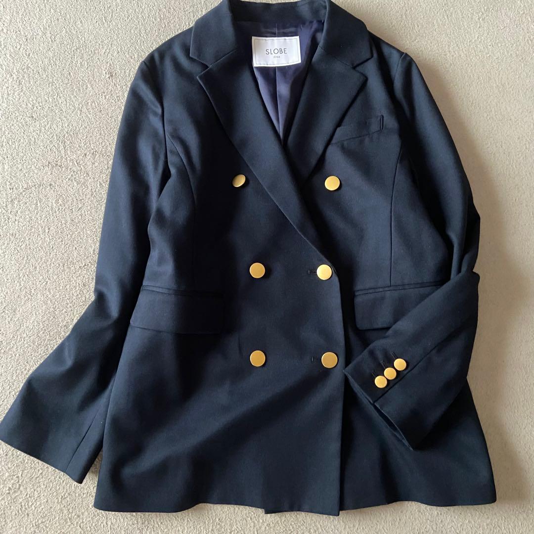 【極美品】スローブイエナ 金ボタン ダブルブレスト ジャケット 紺 テーラード