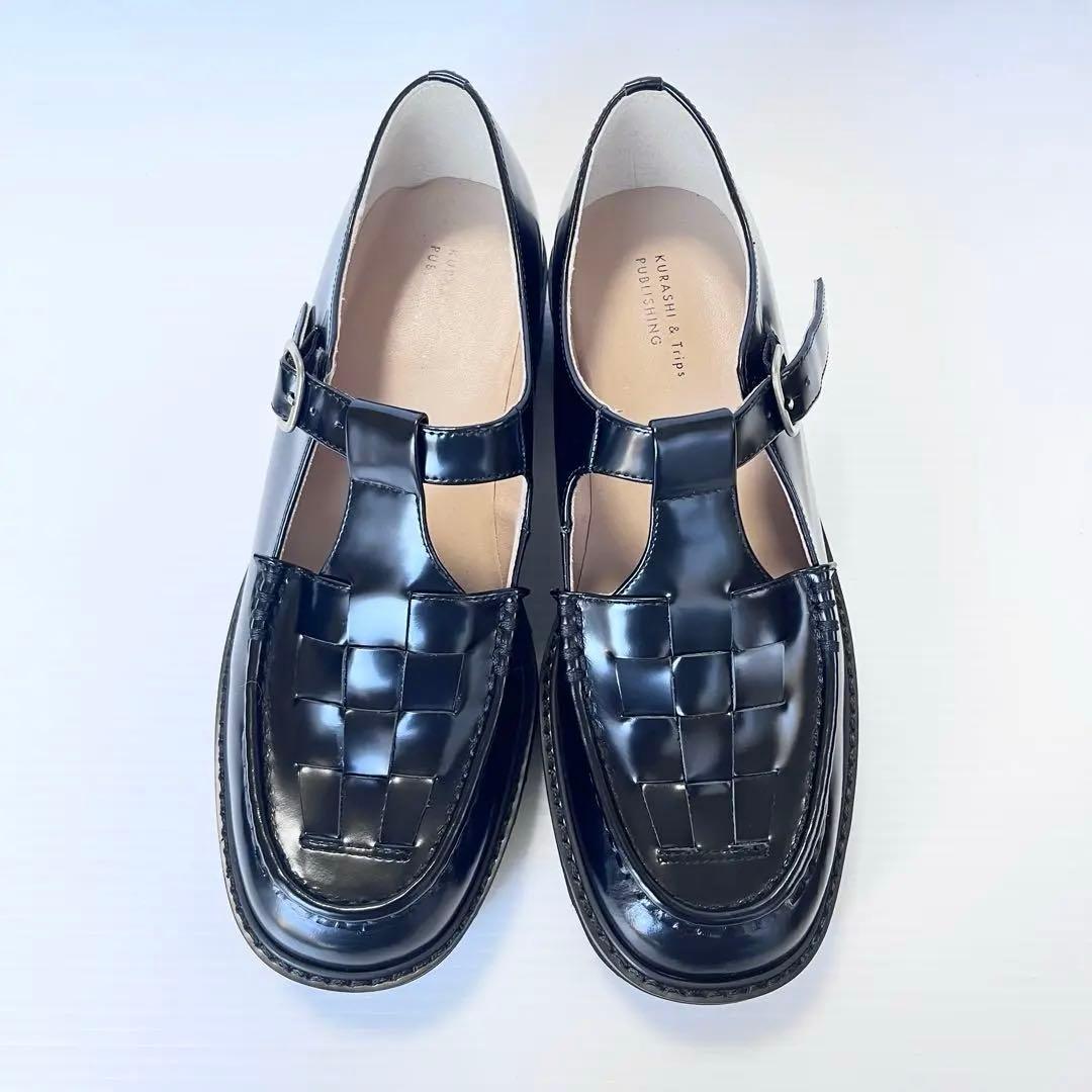 未使用✨ 【 北欧、暮らしの道具店 】 Tストラップシューズ 本革 黒 23.5