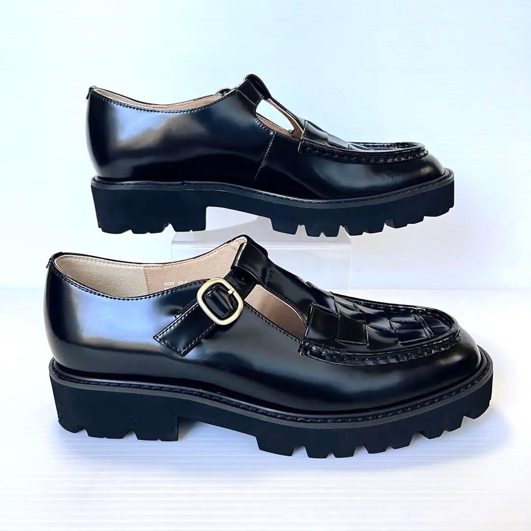 未使用✨ 【 北欧、暮らしの道具店 】 Tストラップシューズ 本革 黒 23.5