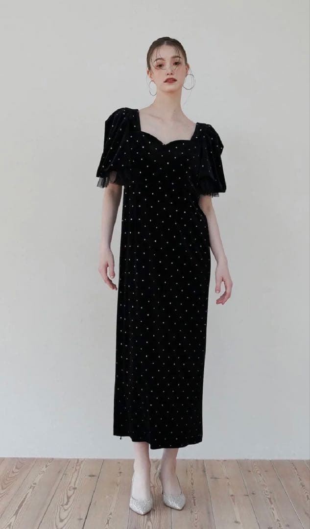 【size2】 bijou dot velours dress Acka
