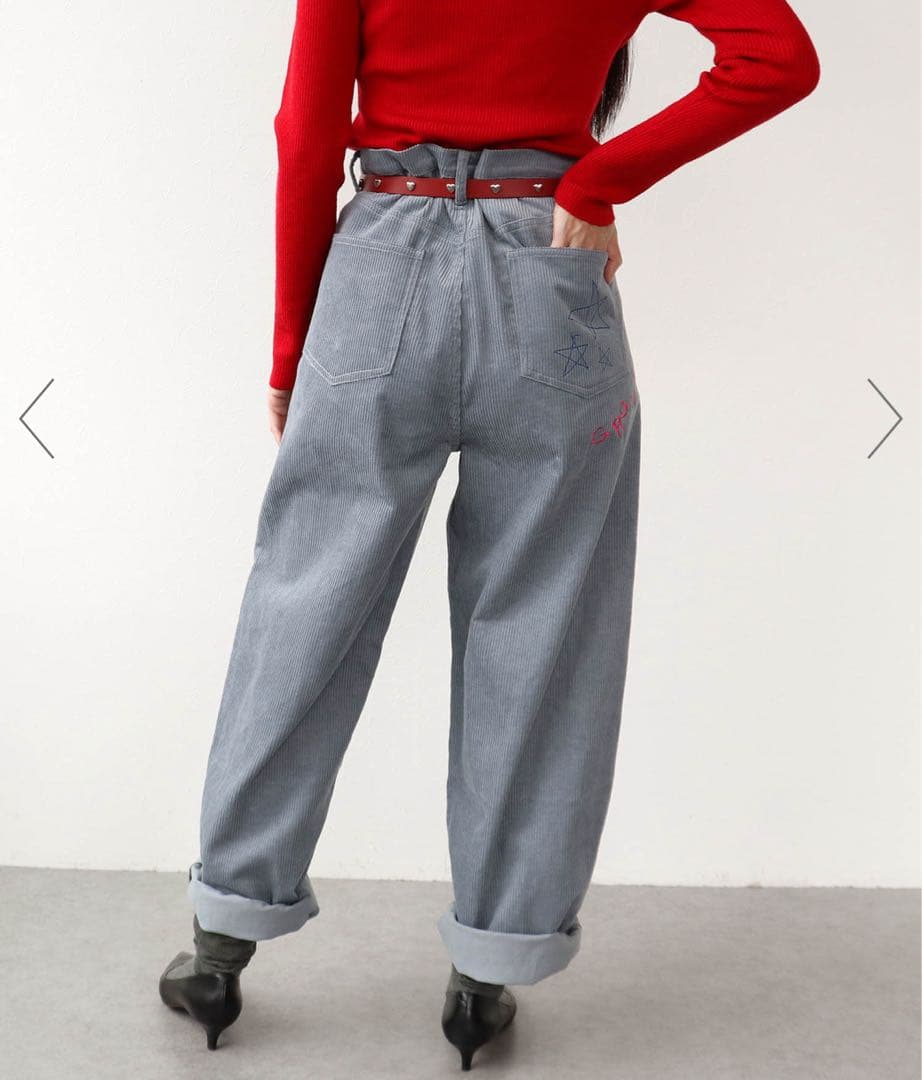 Three Four Time 落書き刺繍コーデュロイパンツ