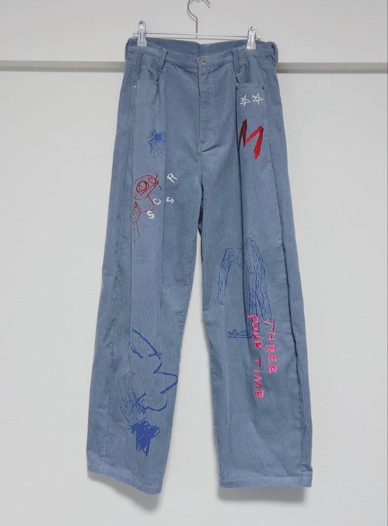 Three Four Time 落書き刺繍コーデュロイパンツ
