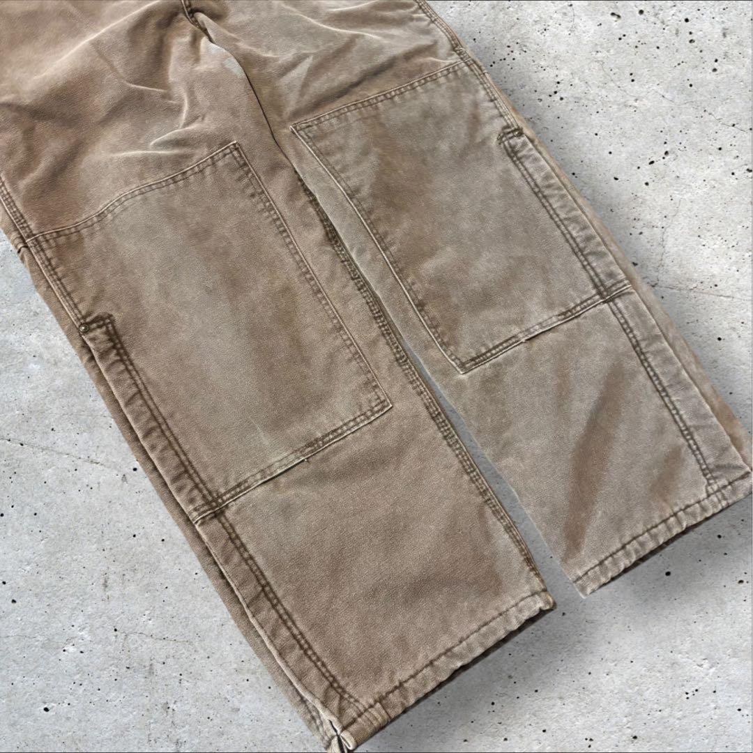 〈カーハート〉オーバーオール　36×30 茶色　ダブルニー　裏地キルティング　j