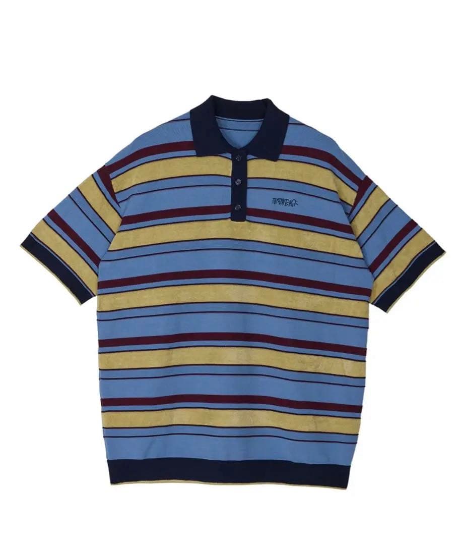 MULTI BORDER LOGO KNIT POLO TOP アメリ