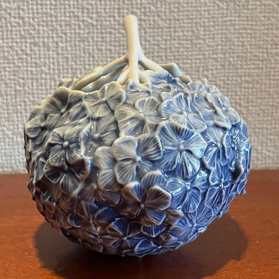 ロイヤルコペンハーゲン　青い紫陽花　花瓶　花器　置物　オブジェ　陶器　陶磁器