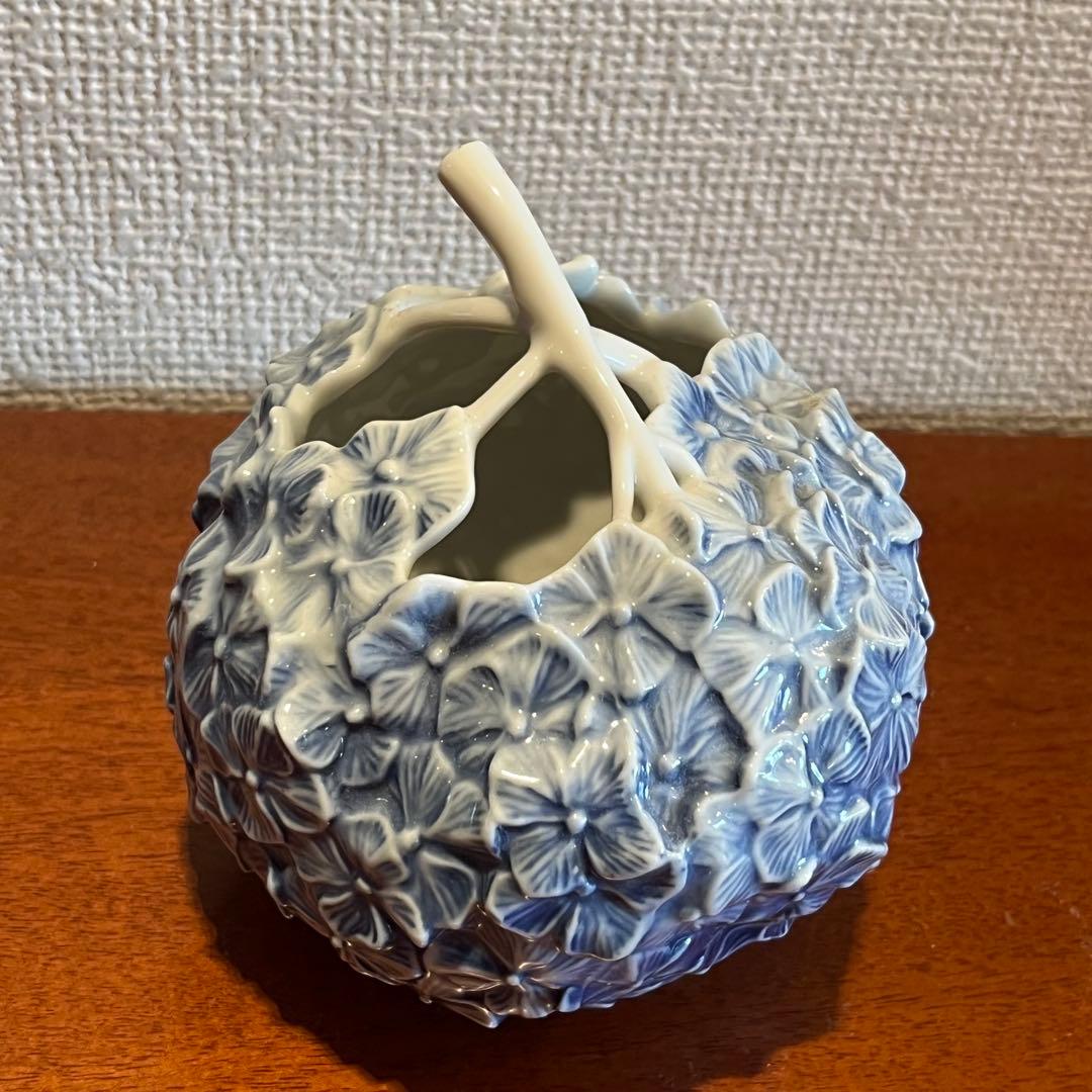 ロイヤルコペンハーゲン　青い紫陽花　花瓶　花器　置物　オブジェ　陶器　陶磁器