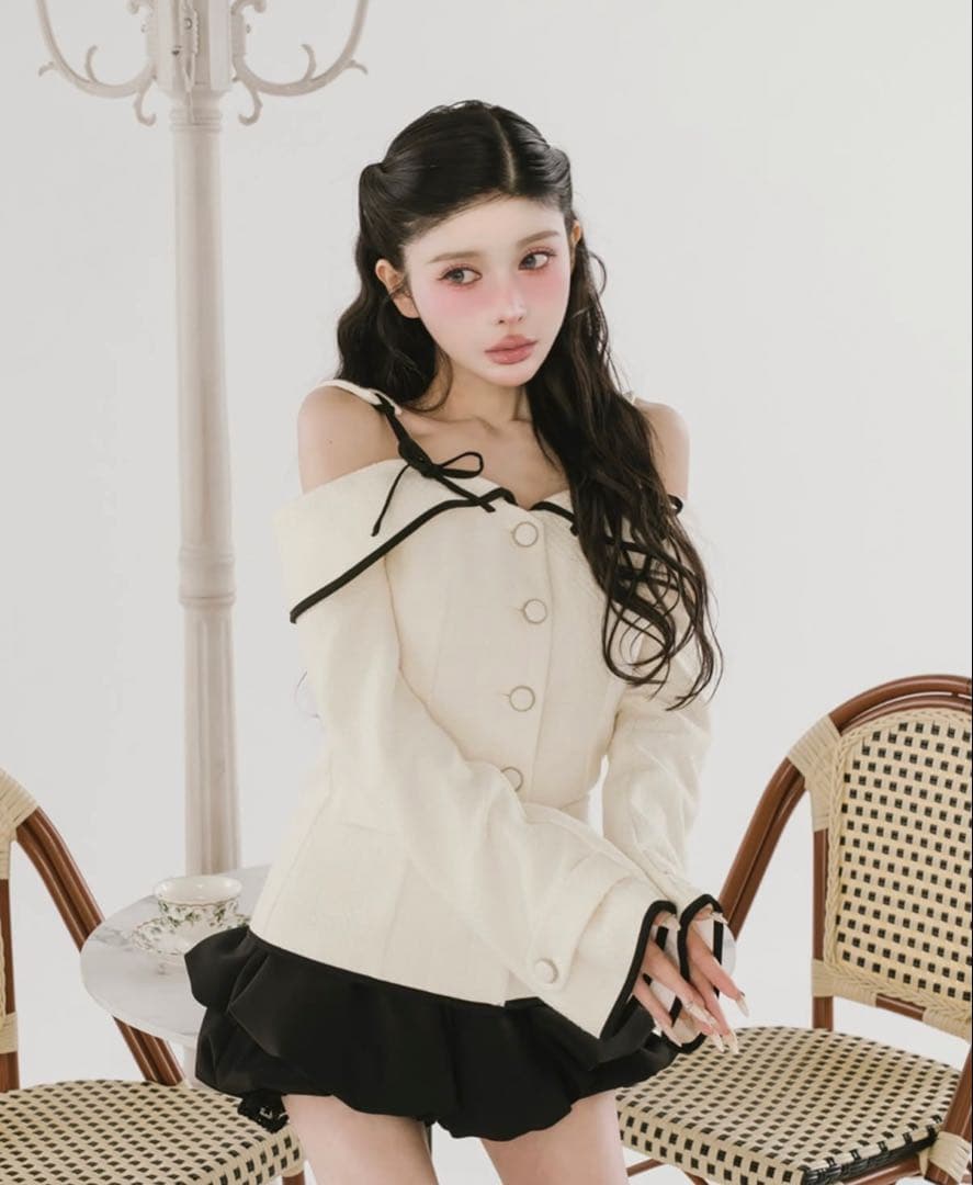 ボンディングツイードオフショルチュニック IVO M