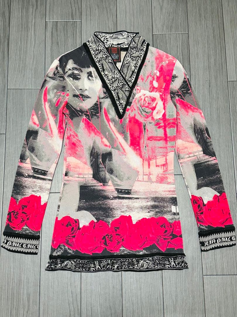 ジャンポールゴルチェ クラシック 総柄プリント パワーネットシャツ