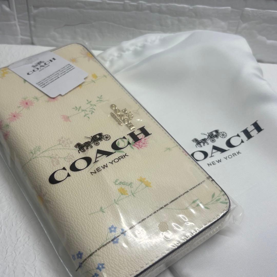 COACH 花柄 長財布 アウトレット品 ホワイト