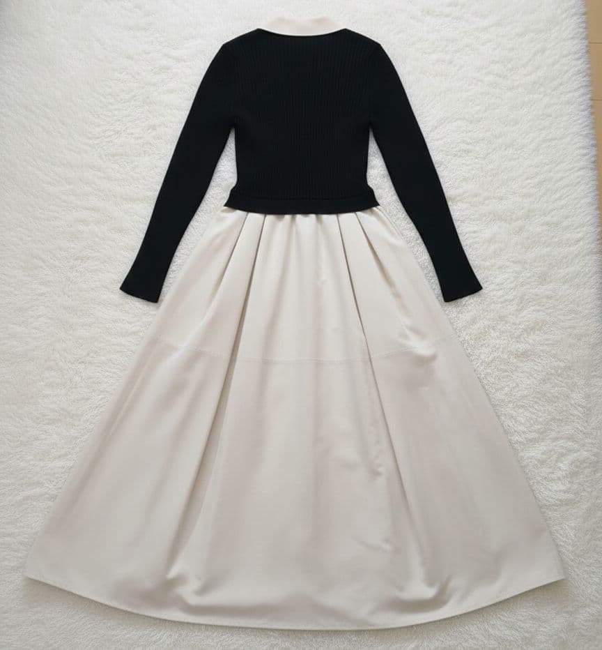 ジャスグリッティ2025 衿ニットドッキングワンピース ブラック M