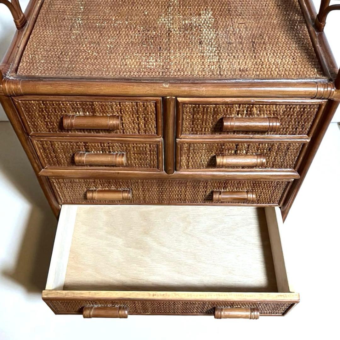 【良品】ラタン製　6段チェスト　籐家具　昭和レトロ　収納家具