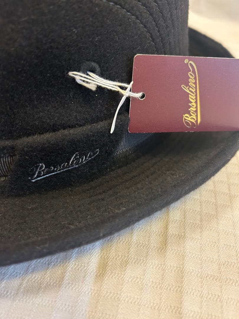 Borsalino ブラックハット 57cm 中折れ帽　ボルサリーノ