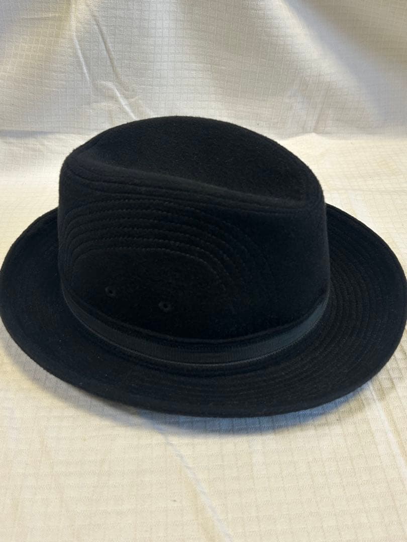 Borsalino ブラックハット 57cm 中折れ帽　ボルサリーノ