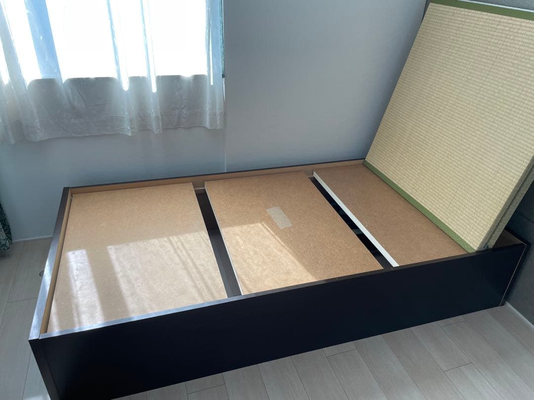 【引取限定】 シングルベッドフレーム ダークブラウン 畳