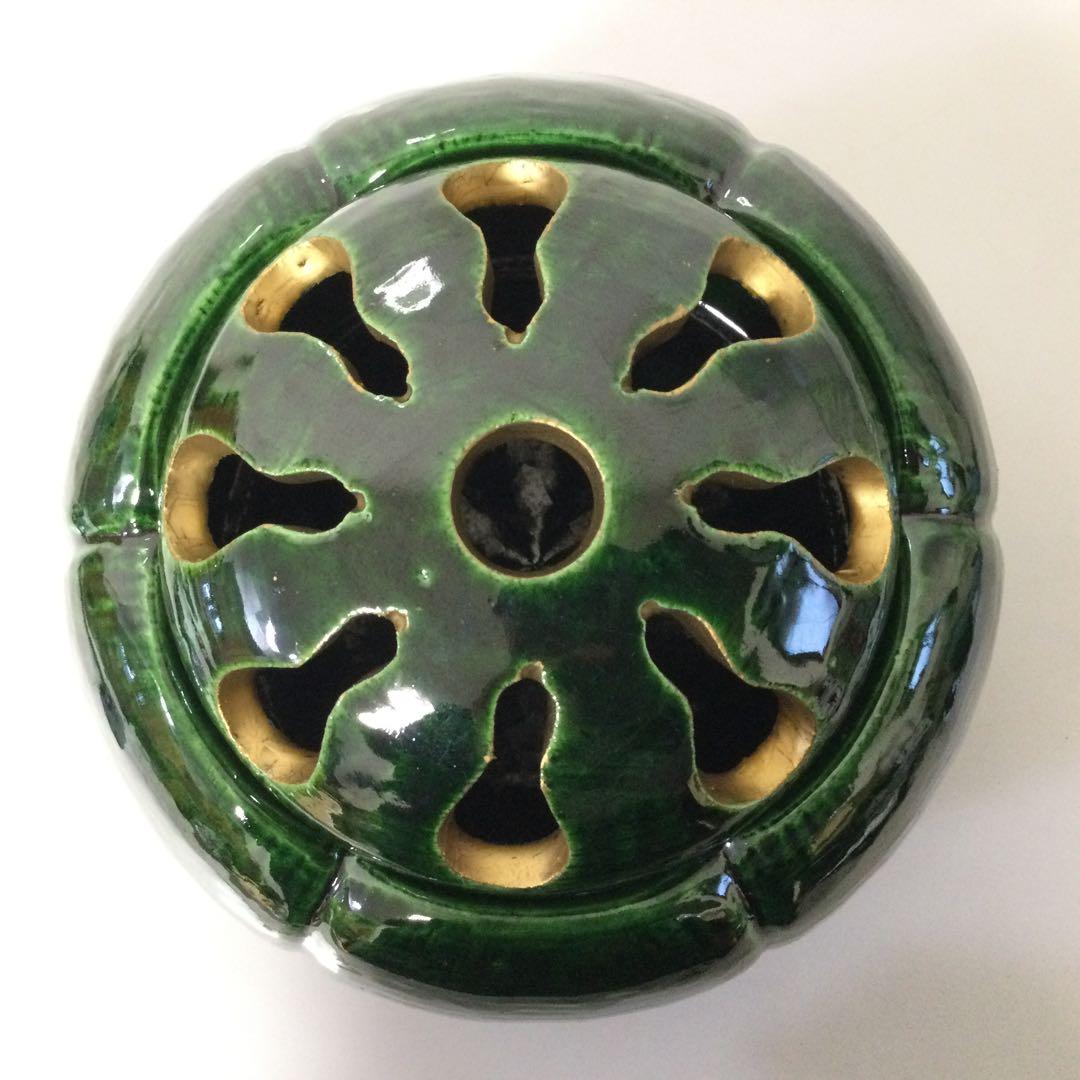 楽焼 青楽 手焙火鉢 手炙 川崎和楽作 香炉 茶道具 炉道具 供箱 L315