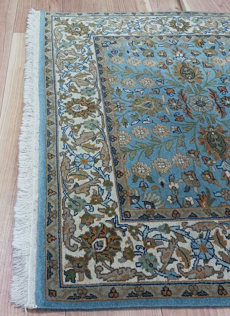 Y3135 高級トルコ絨毯 ウール 手織り 160×93㎝ 小花柄