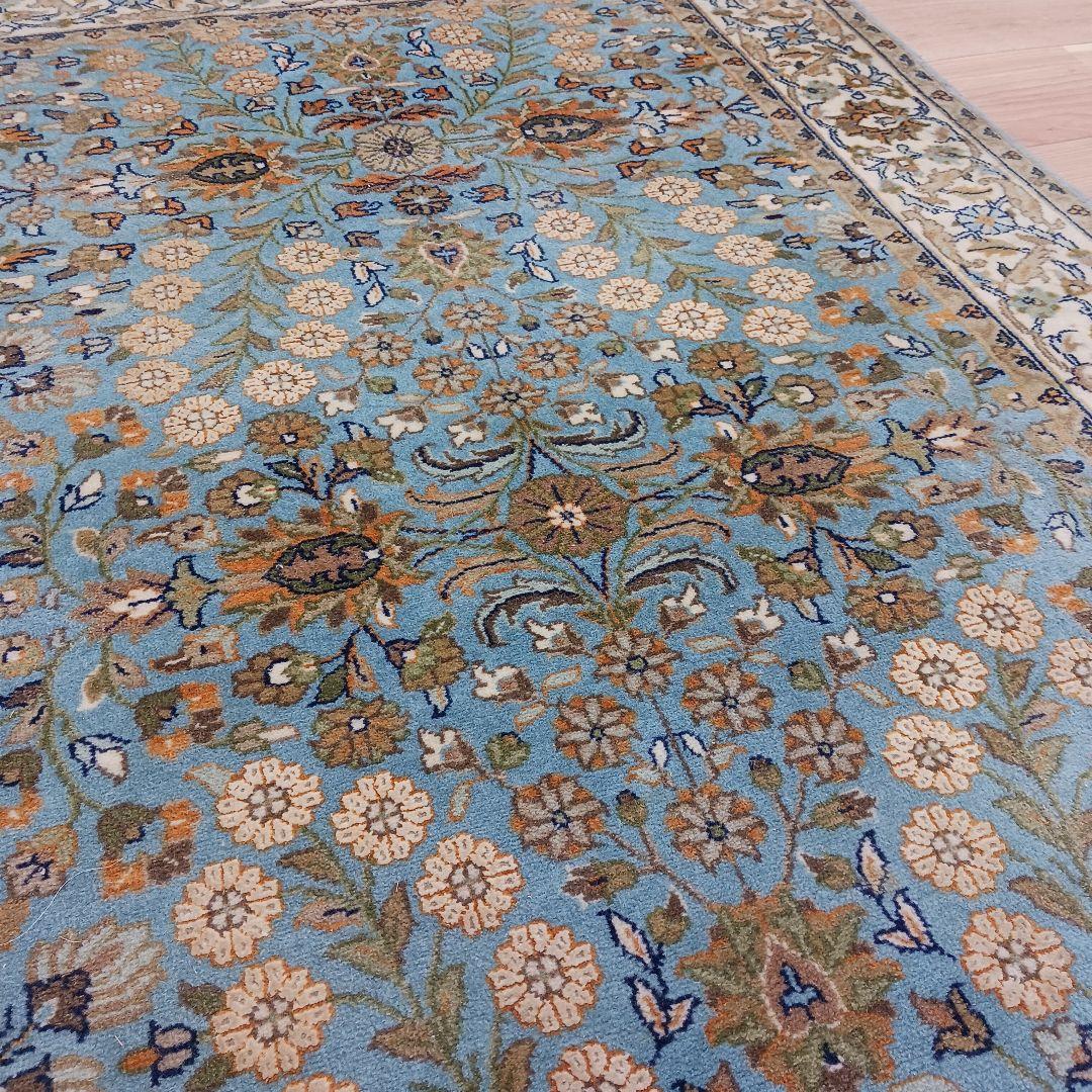 Y3135 高級トルコ絨毯 ウール 手織り 160×93㎝ 小花柄