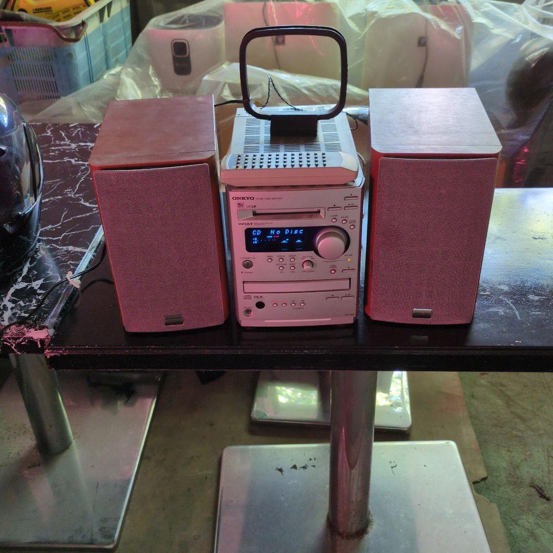 オンキョーウッド調 ミニコンポ CD、MDプレーヤー