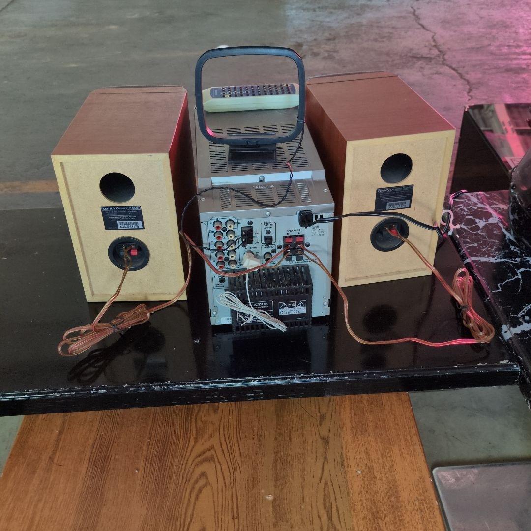 オンキョーウッド調 ミニコンポ CD、MDプレーヤー