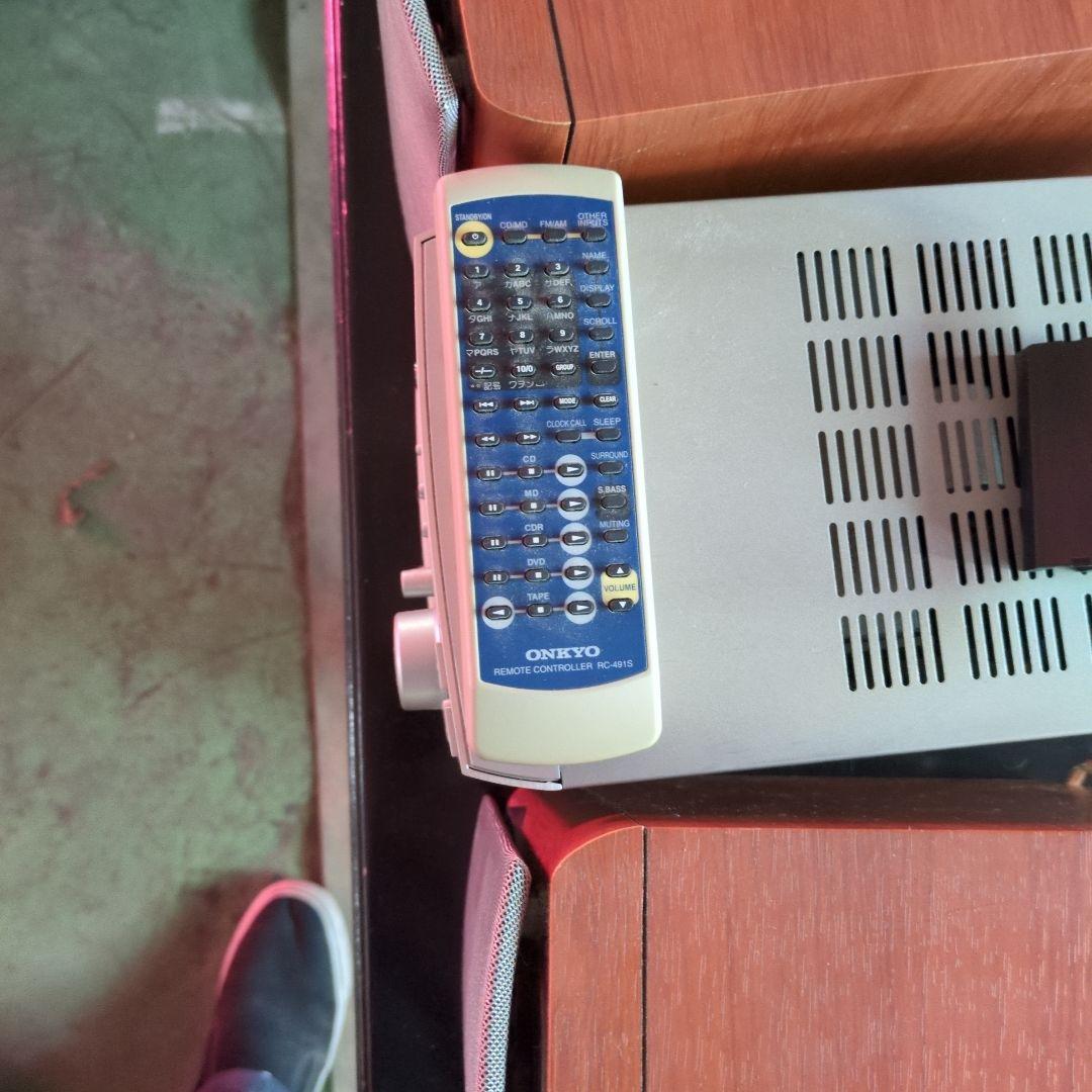 オンキョーウッド調 ミニコンポ CD、MDプレーヤー