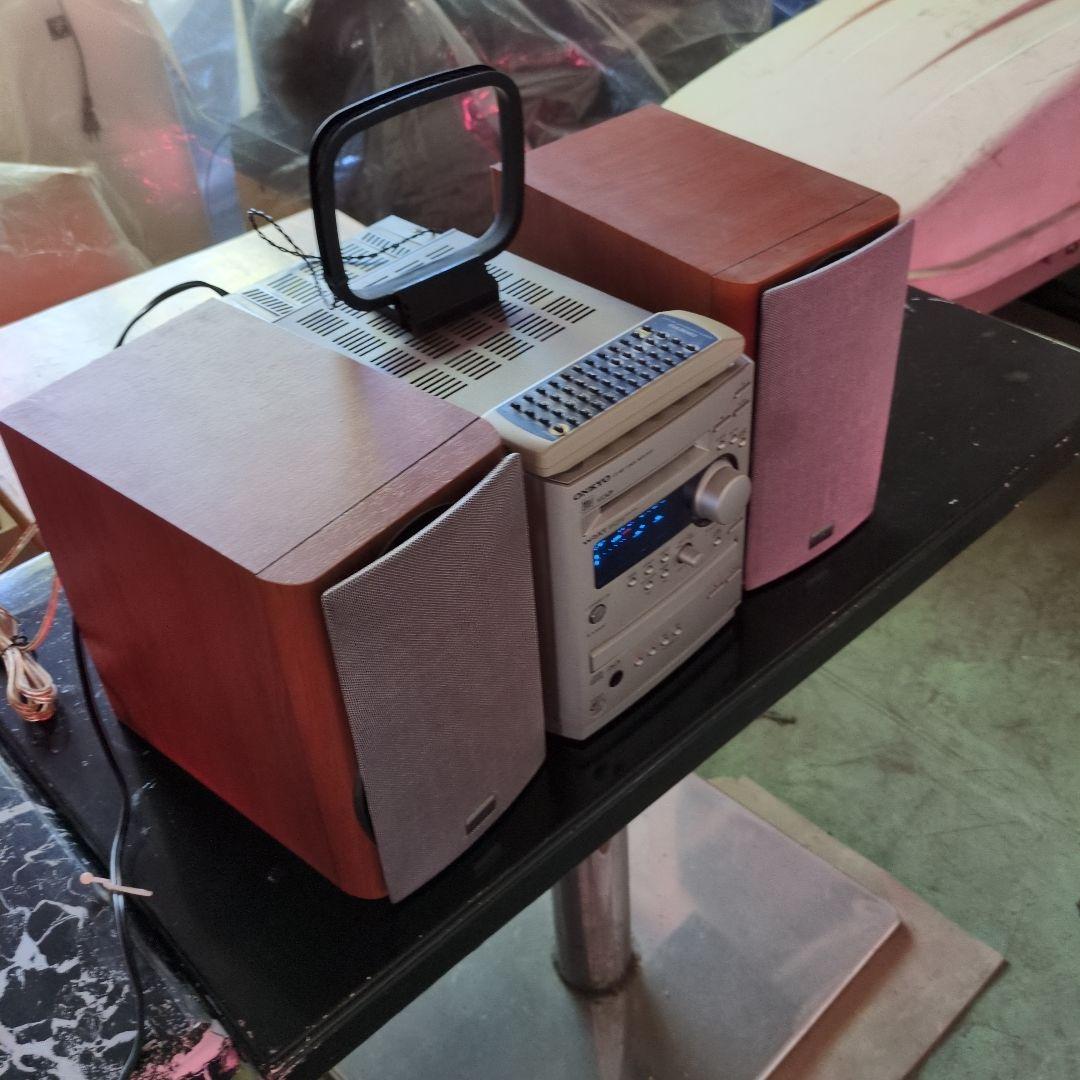 オンキョーウッド調 ミニコンポ CD、MDプレーヤー