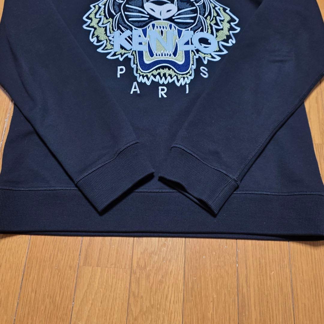 【美品】ケンゾー 虎顔 刺繍 ビッグロゴ スウェット 黒