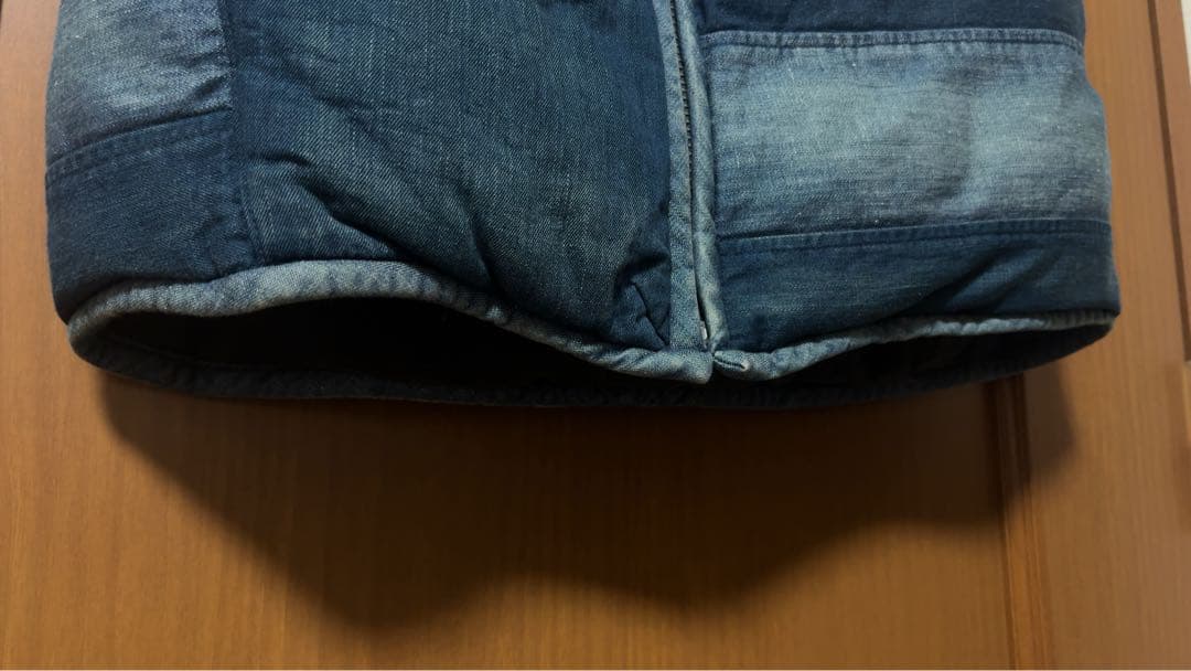 45R umie908 インディゴ染ダウンベスト デニムストライプ