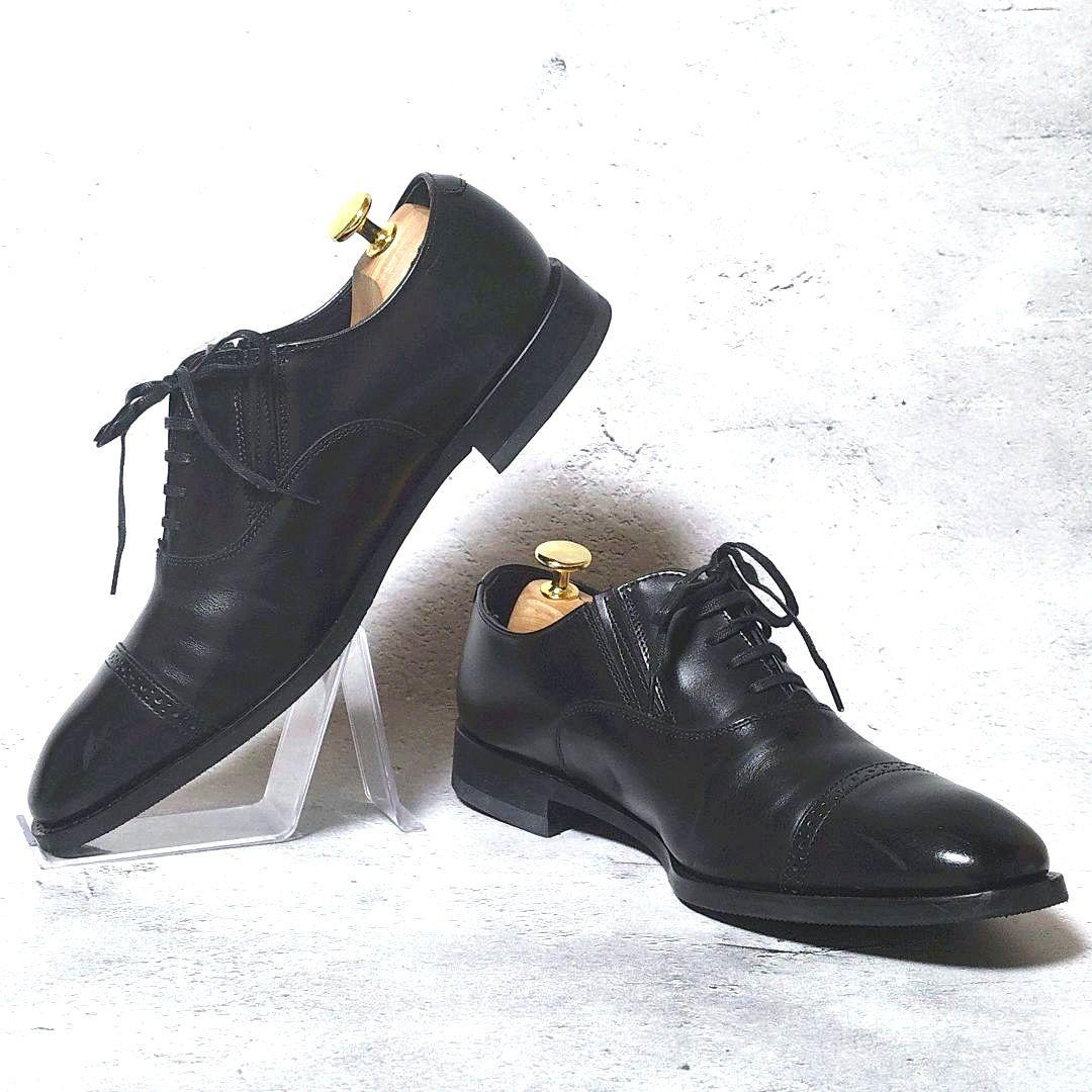 人気定番デザイン 未使用級 REGAL【25】 ストレートチップ サイドゴア 黒